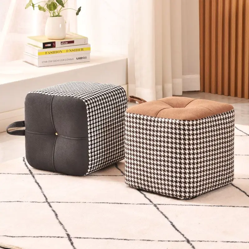 

Living Room Furniture Coffee Table Stool Square Entry Shoe Changing Stools Can Sit Fashionable Ottoman Footrest Portable Stool
