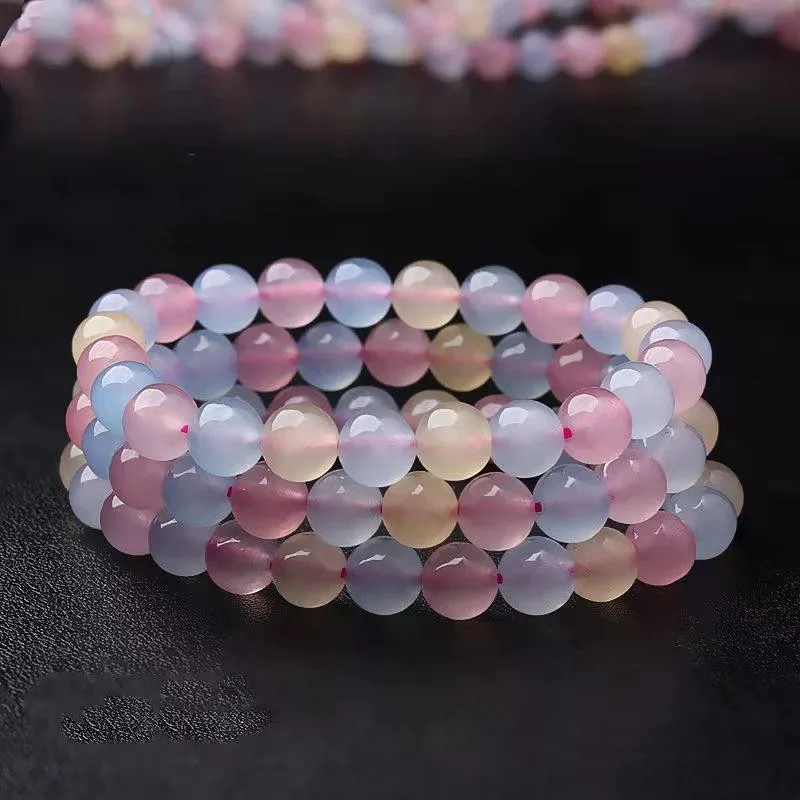 6 10mm Ladies Colorful Crystal Bracelet Natural Stone Agate Ball Bead Necklace Jewelry Making DIY Accessories