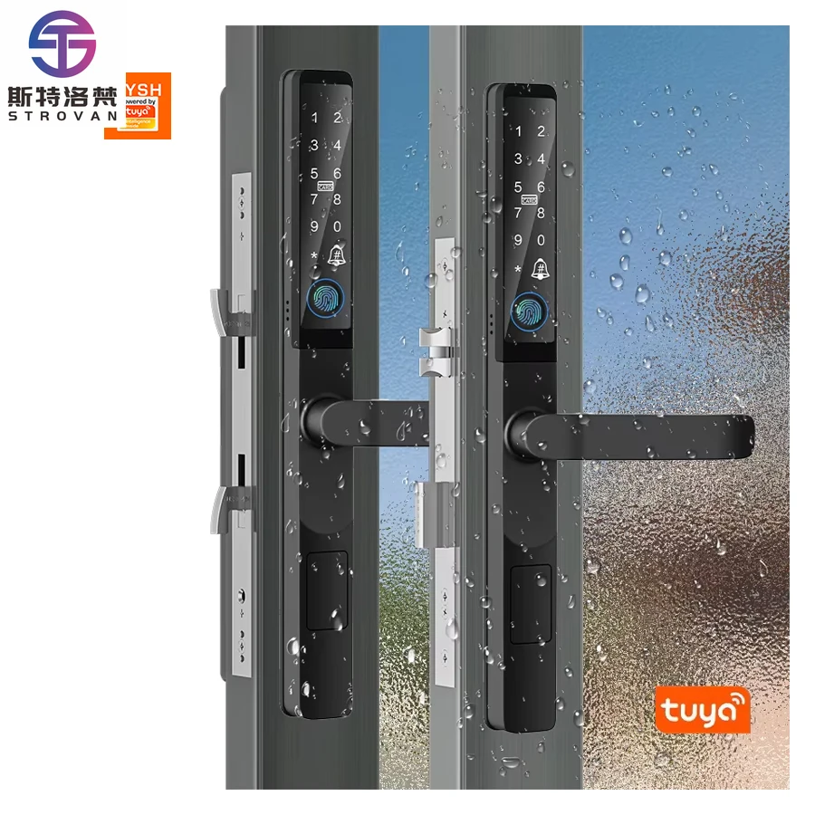 

STLF Waterproof 3585 Tuya Wifi Smart Lock Mortise Aluminum Alloy Fingerprint with Cloud Data Storage for Aluminium Sliding Door