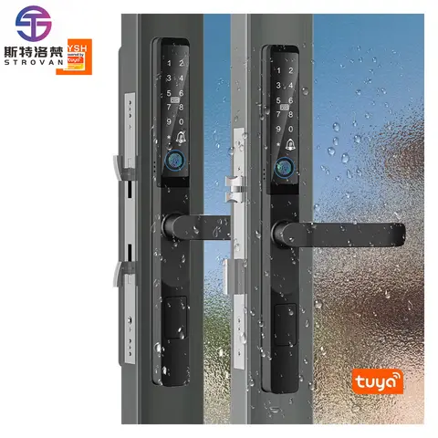 STLF Impermeabile 3585 Tuya Wifi Smart Lock da infilare Impronta digitale in lega di alluminio con archiviazione dati cloud per porta scorrevole in alluminio