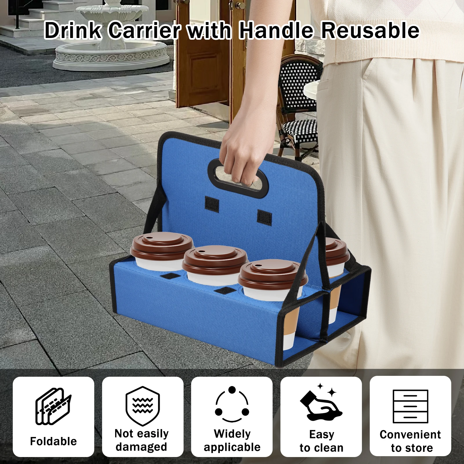 Oxford Cloth Drink Delivery Carrier 6 Cup Coffee Carrier Foldable Soft Drinks Carrier Wear Resistant Reusable Portable Drink