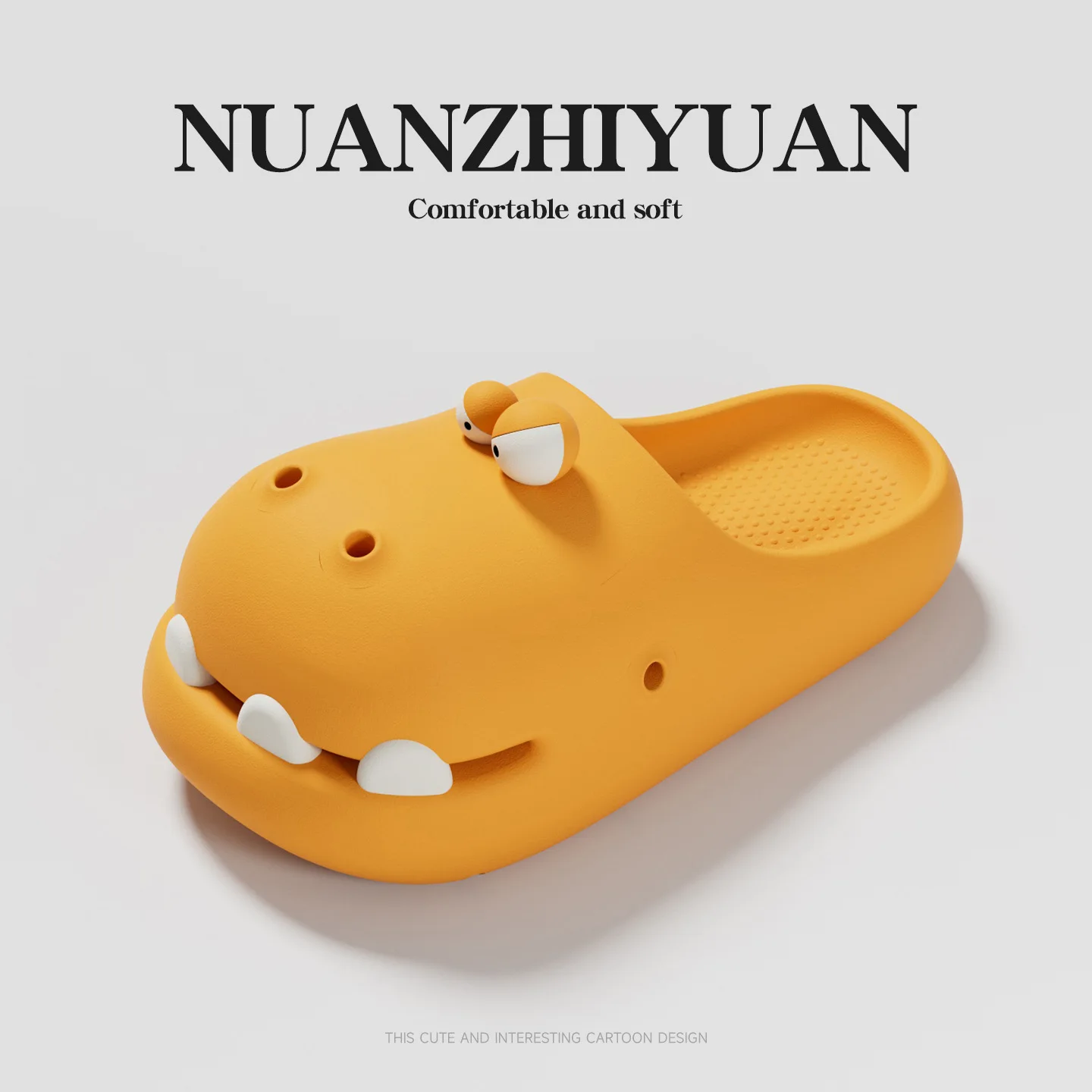 Cartoon fierce dinosaur bag head slippers women's non-slip soft bottom one pedal thick bottom cool slippers can be worn outside