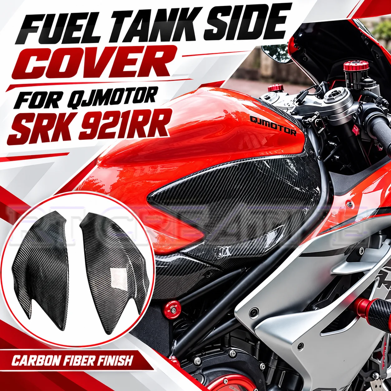 Carbon Fiber Fuel Tank Side Panel Protective Cover For QJMOTOR SRK921RR Motorbike Mod Parts