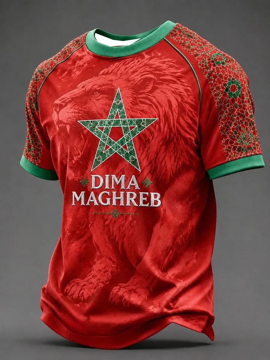 2026 Morocco Country Keeper 3D Print Polyester Sport Top Quick Dry Breathable Daily Training Short Sleeve Tee