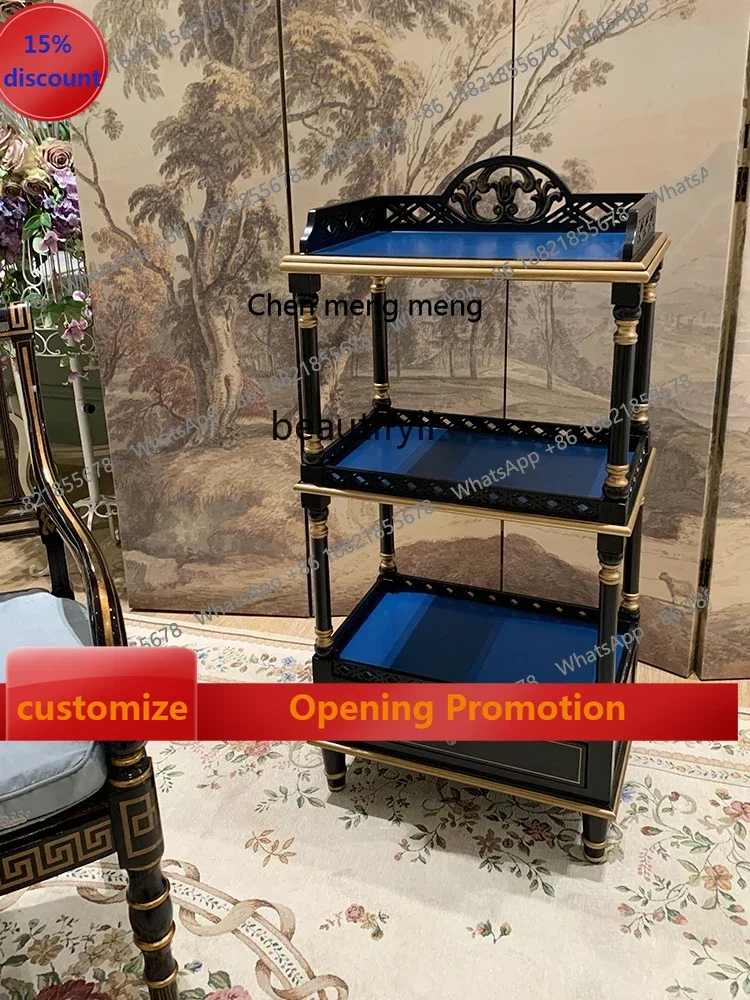 

ss7304 Французский классический золотой трехслойный стеллаж для хранения для маленькой квартиры, семейный шкаф для хранения, туалетный столик для спальни