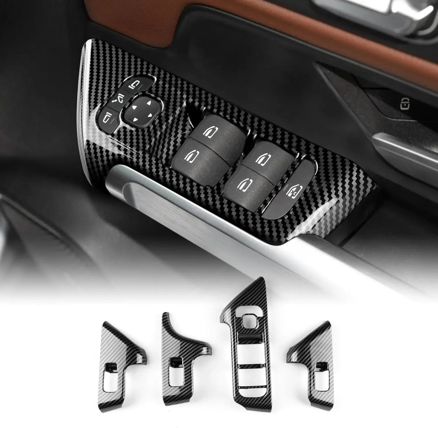 

Декоративная накладка на панель кнопок стеклоподъемников из углеродного волокна (ABS) для Mercedes-Benz KUNGKIC GLB X247 GLA H247 EQA EQB B-класса W247