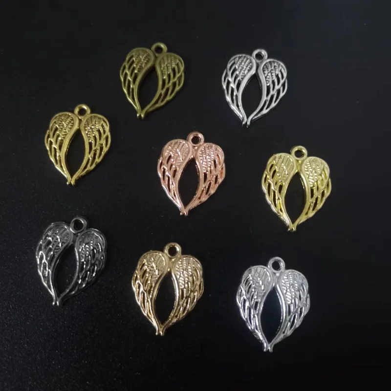 

15Pcs/Lot Antique Silver Plated Heart Angel Wings Zinc Alloy Charms Pendants Making DIY Handmade Tibetan Finding Jewelry 21x17mm