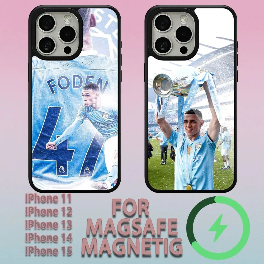 Football star Phil F-Foden Phone Case For iPhone 11 12 13 14 15 Plus Pro Max Charging Magsafe Magnetic Wireless Cover
