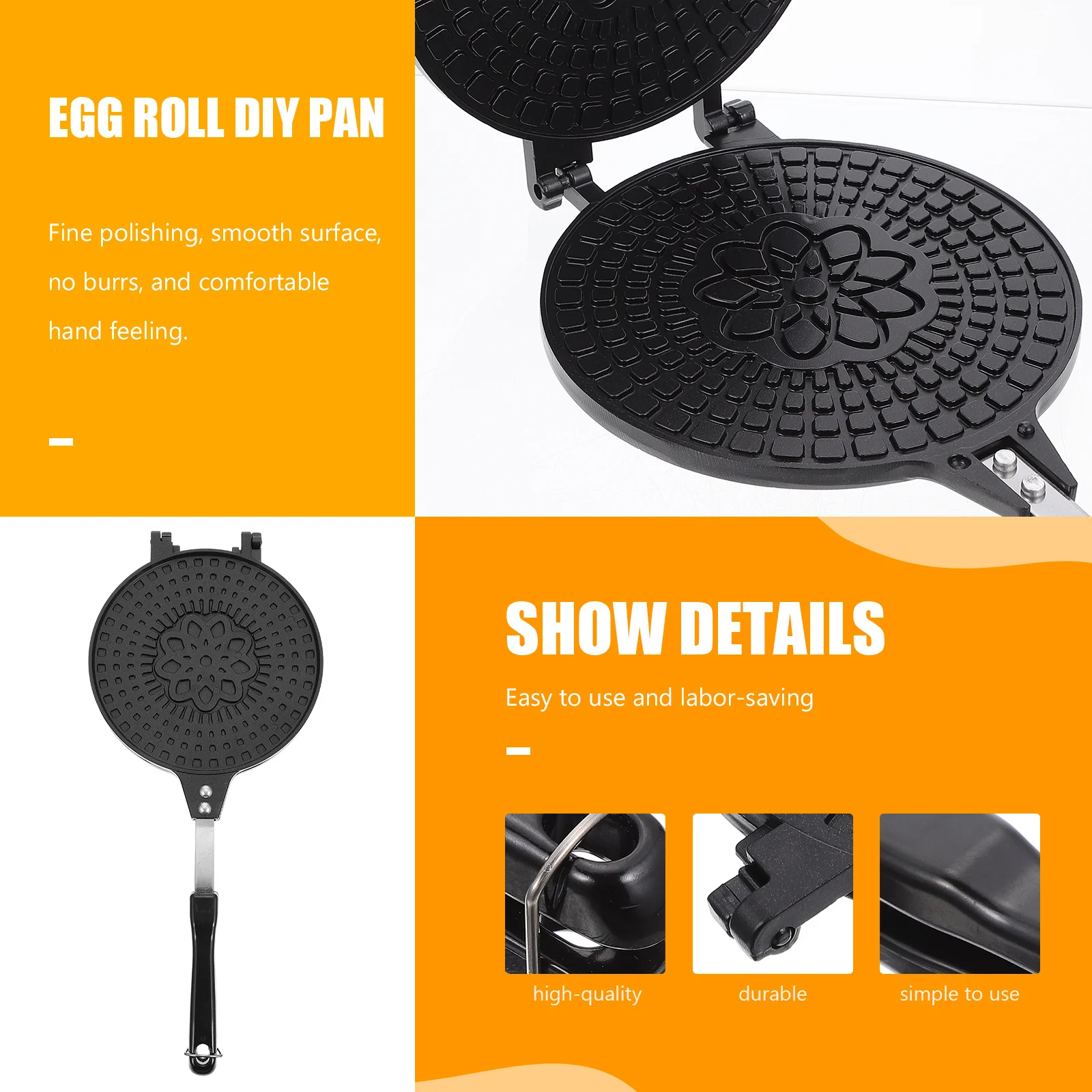 

Ice Cream Cone Baking Mold Nonstick Aluminum Alloy Egg Roll Skillet Kitchen Gadget For Camping Bbq Omelets Cooking Pan Waffle