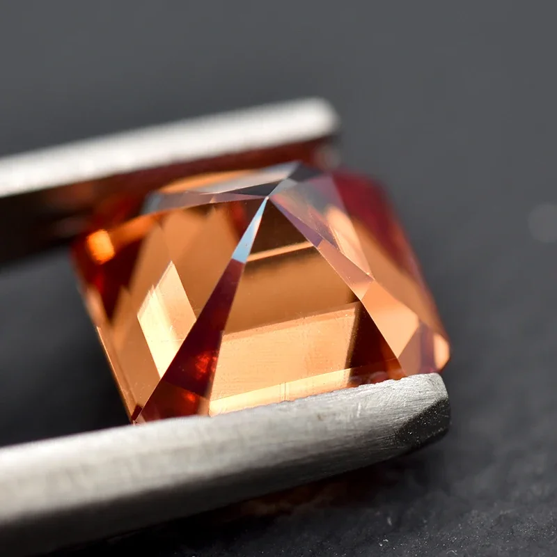 Moissanit-Stein im Asscher-Schliff, Wassermelonenrot, VVS1, DIY-Ring, Halskette, Hauptmaterialien haben den Diamanttester-Test bestanden. – Detail 6