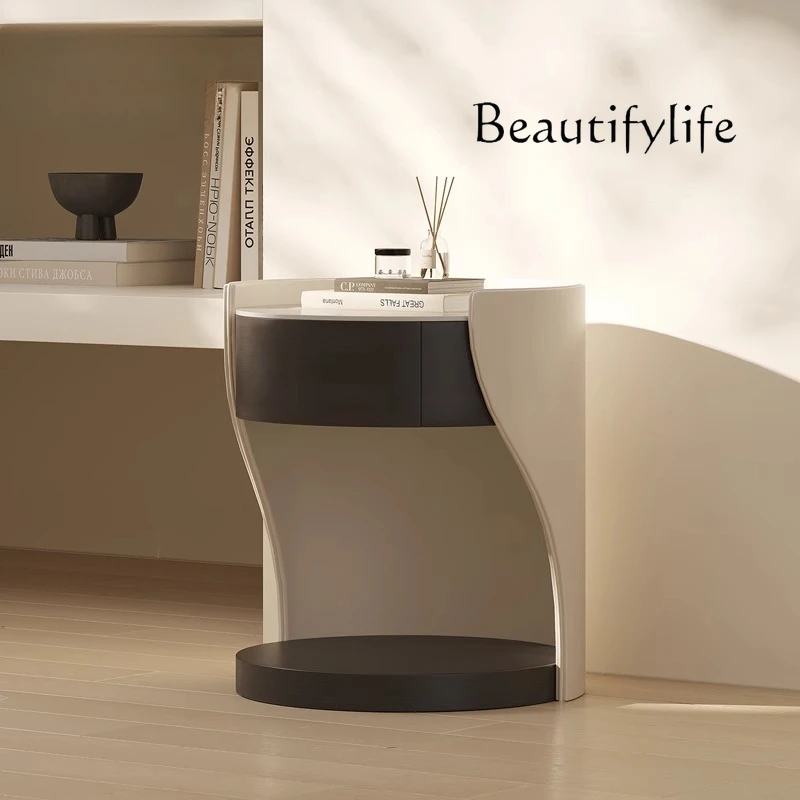 

Italian small apartment bedside table simple side cabinet Nordic bedroom light luxury storage small locker