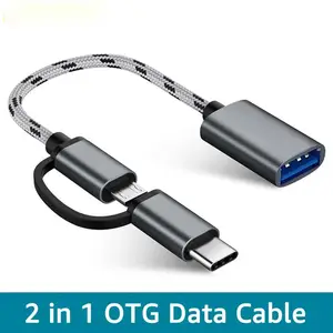 Bilashmart 2 in 1 Type C And Micro V8 OTG Adapter Connector Cable Samsung S10 Xiaomi Huawei Android Macbook Mouse Tablet PC USB C Cord