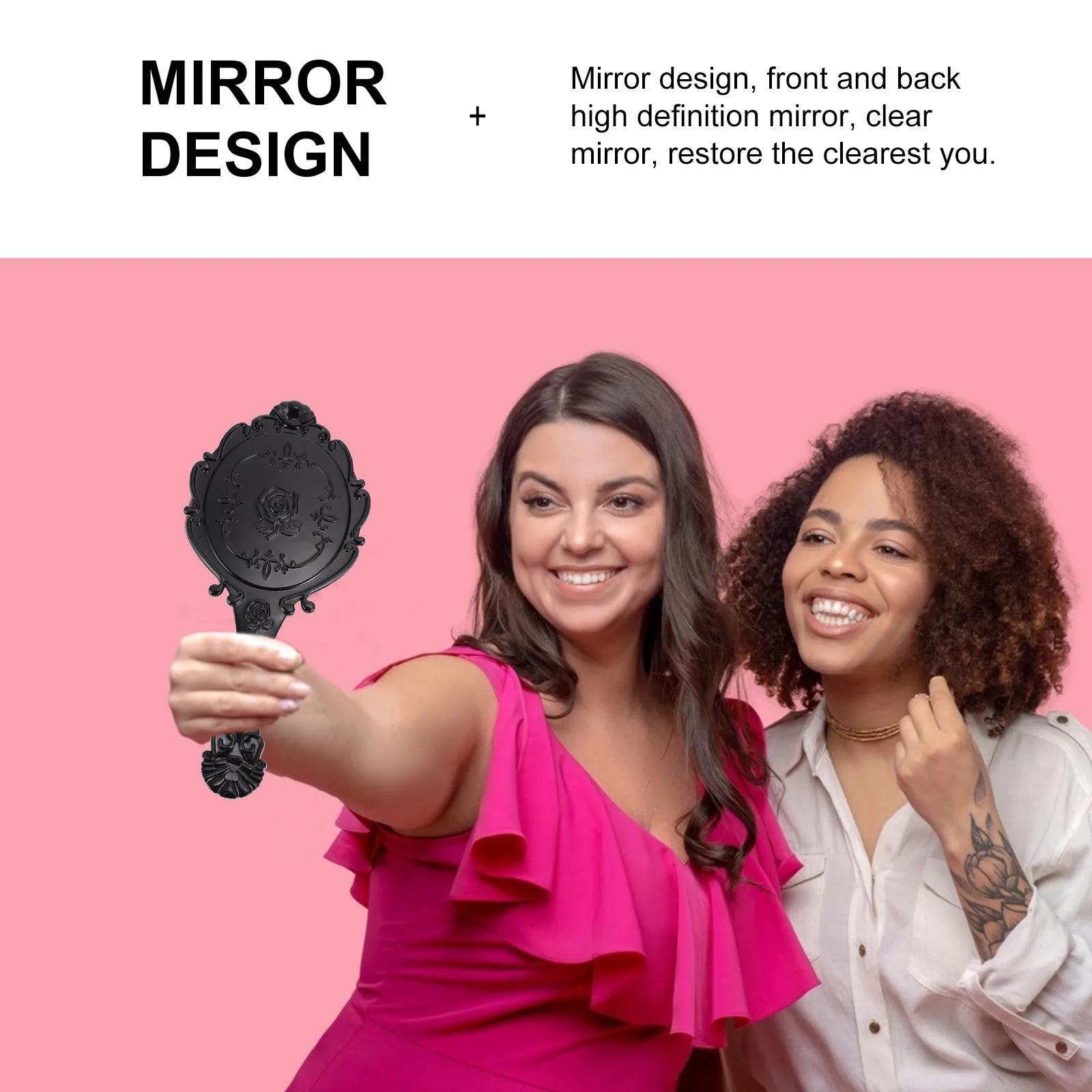 2 قطعة مرآة ماكياج النساء المحمولة ريترو ستايل الزجاج مرآة السفر المحمولة الجمال ملحق للمنزل مضمد كونترتوب #1