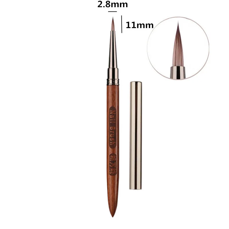 1Pc Manico in legno di sandalo Pennello acrilico per unghie Gel UV Penna per intaglio Pennello Polvere liquida Fai da te Disegno per unghie Nail Art Bruses