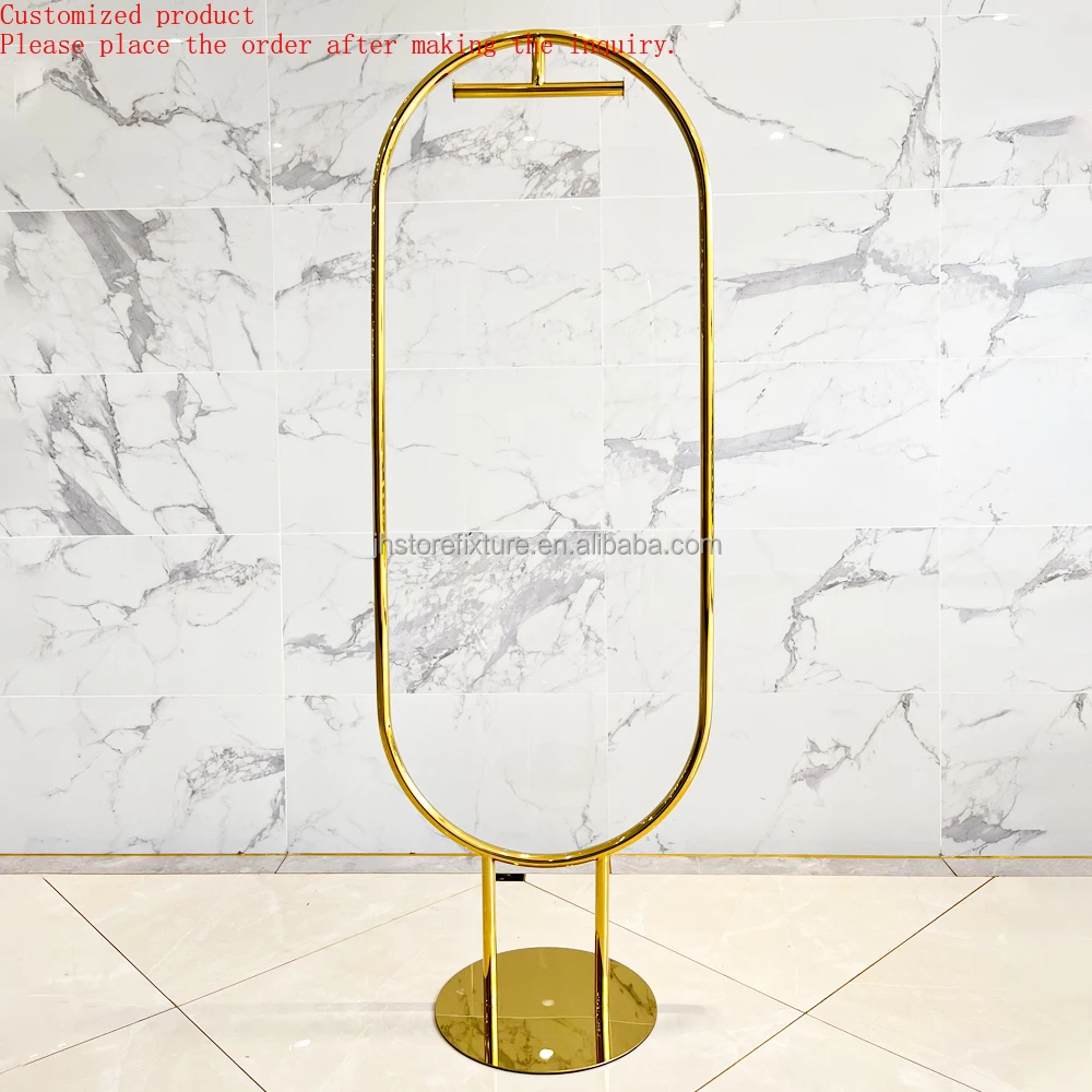 

showcase Retail Women's Clothing Store Hanger Clothes Hanging Rack Stand Clothing Racks Gold Display