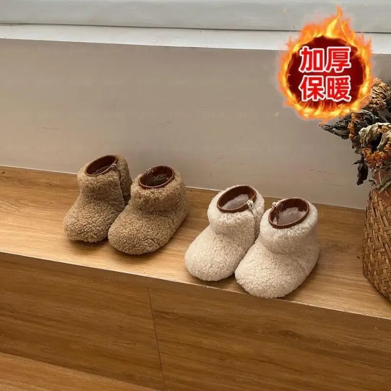 

Kawaii Casual Shoe Fashion Childrens Shoes New Plush Boots Soft Sole Thickened Winter Snow Boots for Baby Boys Girls Learning To