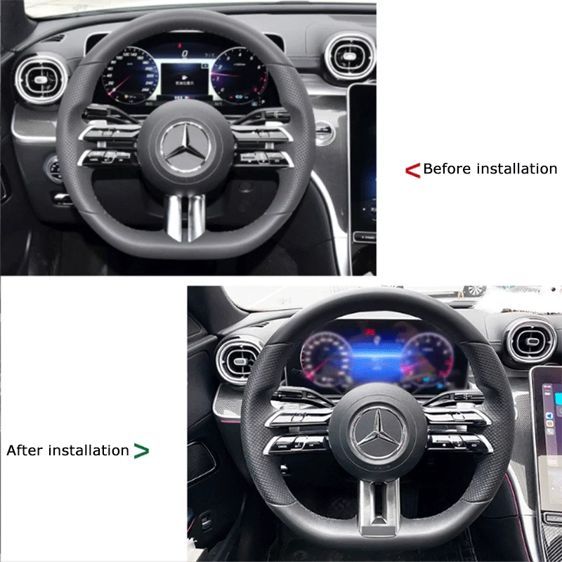

Car Steering Wheel Cover for Mercedes Benz C E CLS S Class W206 W213 C257 W223 AMG 2022+ Button Frame Decoration Interior Parts