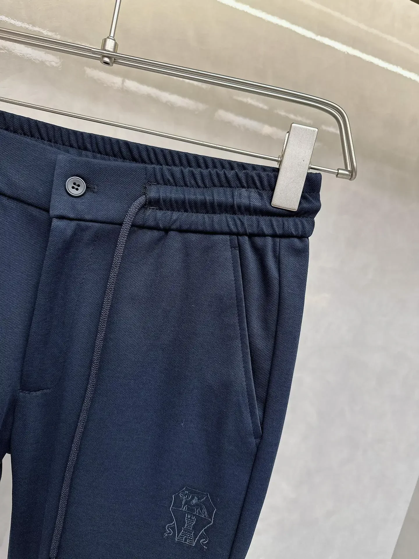 DIKU-Pantalones finos de algodón para hombre, ropa larga y cómoda con bordado, a la moda, de talla grande, M-4xL, primavera y verano, 2024