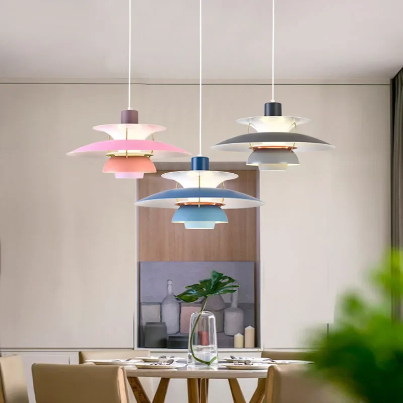 Nordic Designer's High-quality Umbrella LED Chandelier Living Room Restaurant Kitchen Color Pendant Lamp Indoor Lighting Decor