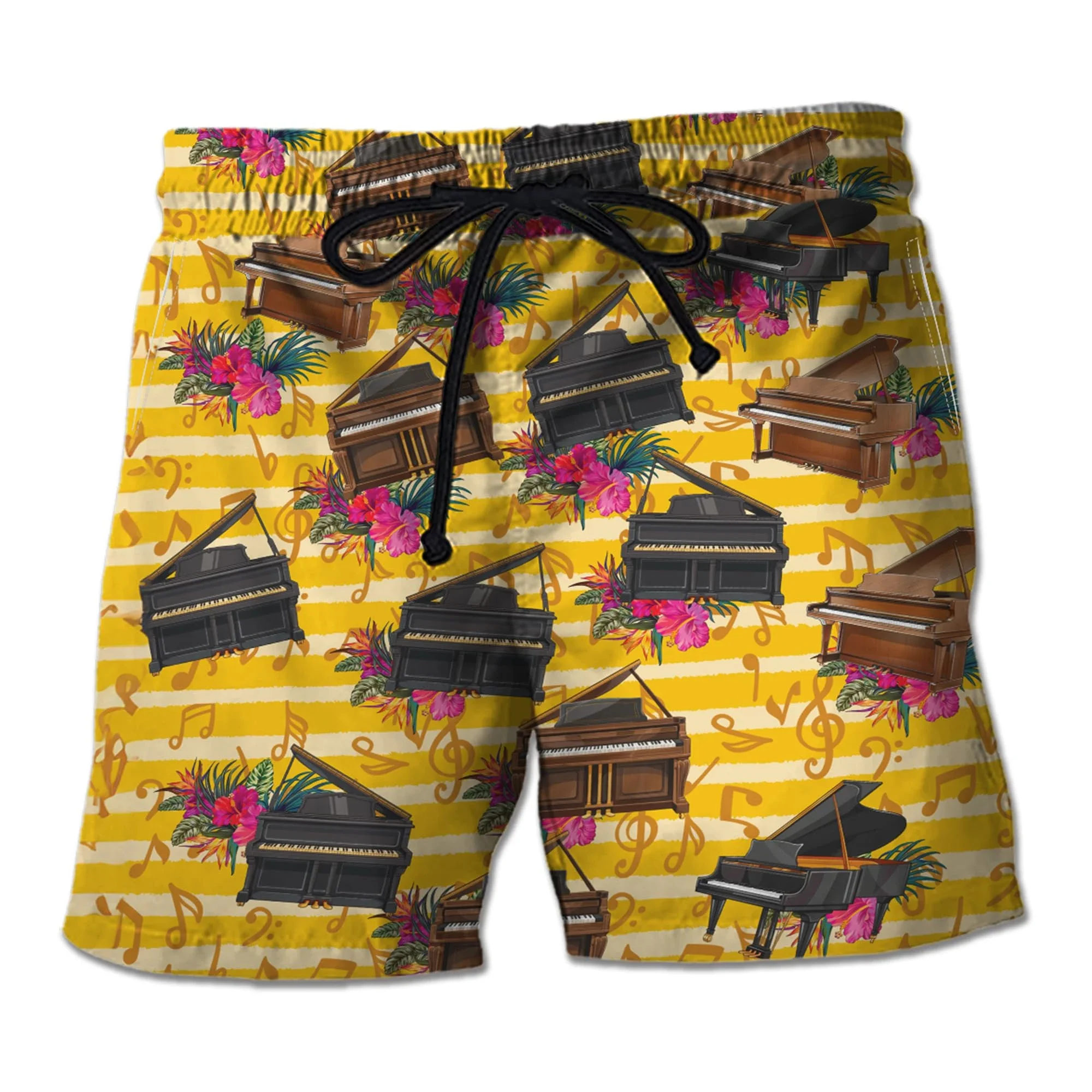 2024 Fashion Piano Graphic Short Pants For Men Clothes Music Instrument Kids Bermudas Casual Musical Note Bermudas Boardshorts