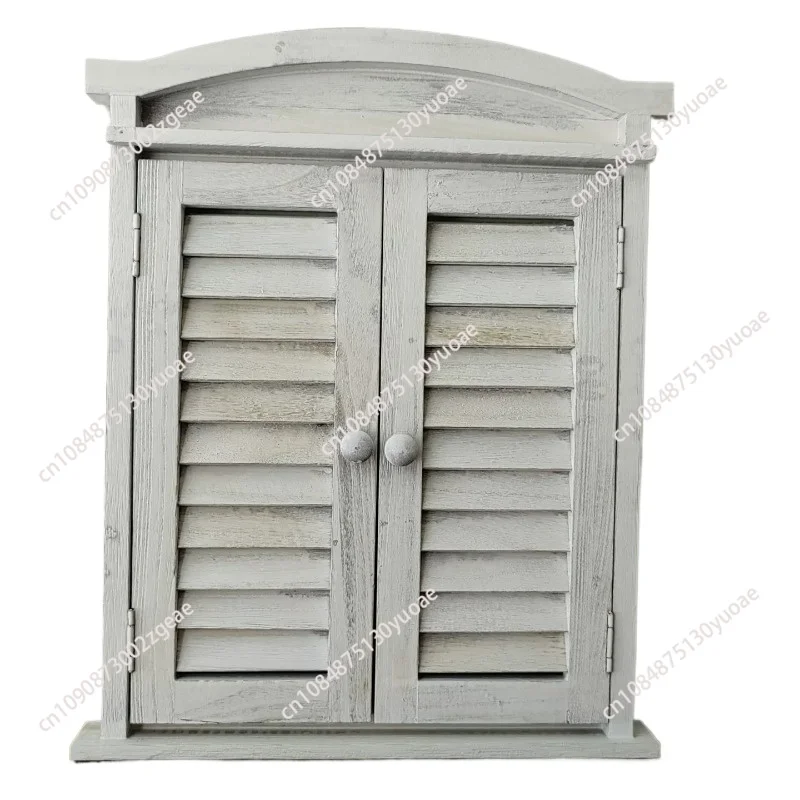 Vintage Retro Farmhouse Wall Decor Wood Window Mirror with Shutters