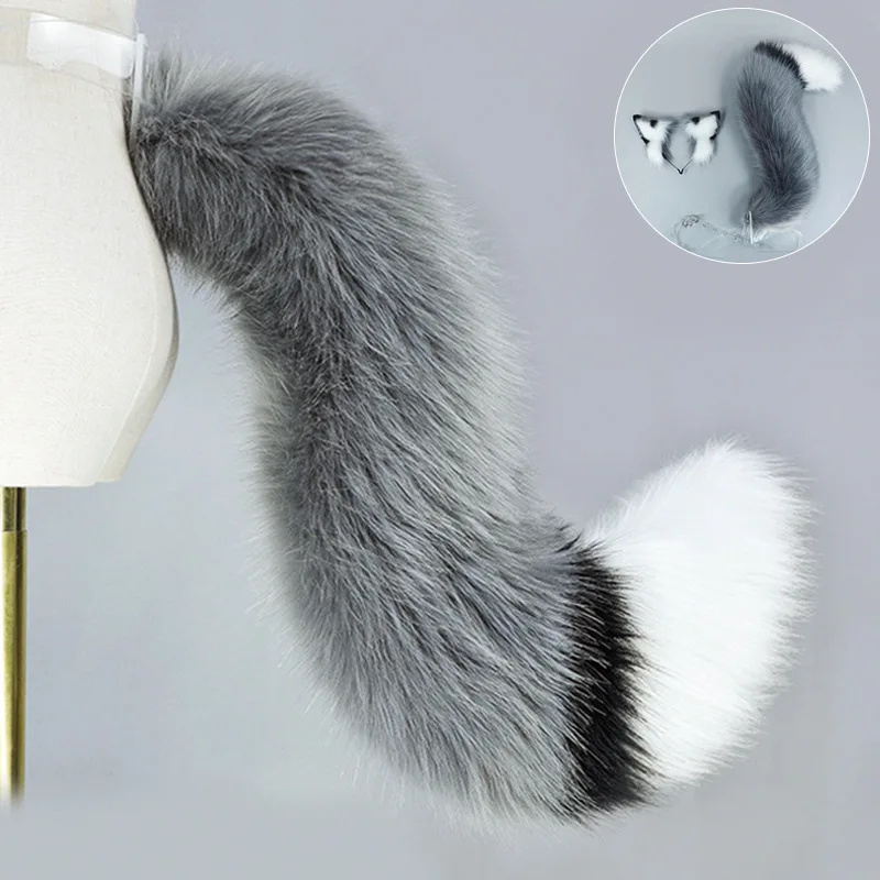 

New Grey Wolf Fox Headwear Furry Cat Ear Cat Tail Props Jackal Ears Headband Handmade Anime COSPLAY Lolita KC LOL Accessories