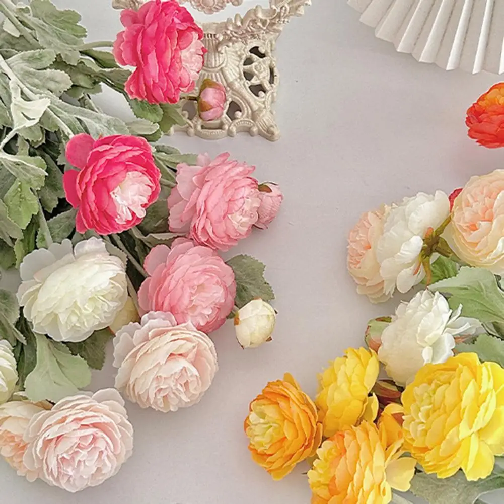 Искусственные цветы высотой 50 см, элегантные искусственные цветы Ranunculus Asiaticus для домашнего декора, свадебные центральные украшения для комнаты