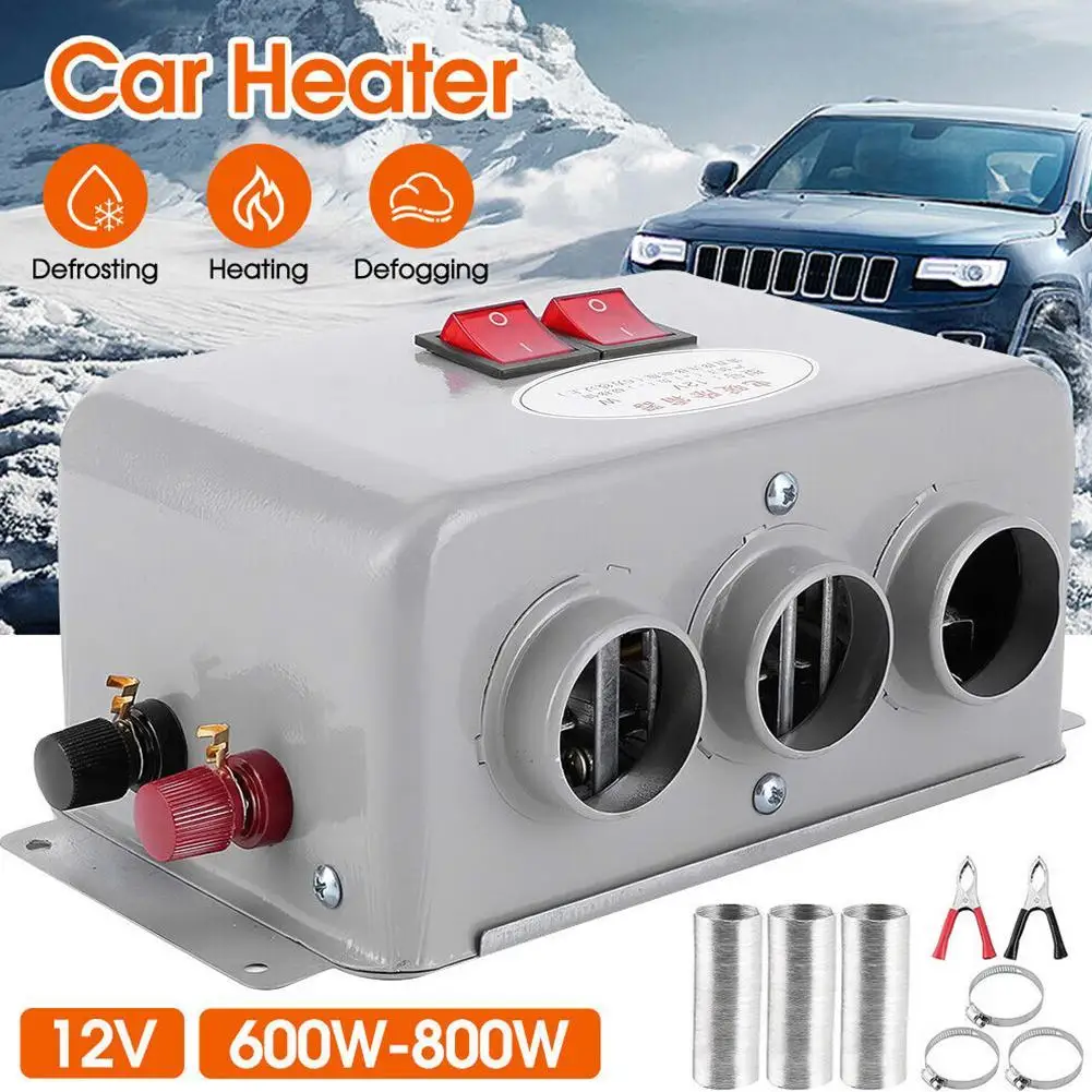 12V Compact Car Heater 3 Hole 600W‑800W Winter Fast Frost Warmer Heater Low Defroster Heating Removing 12V Car Car Noise H5G7