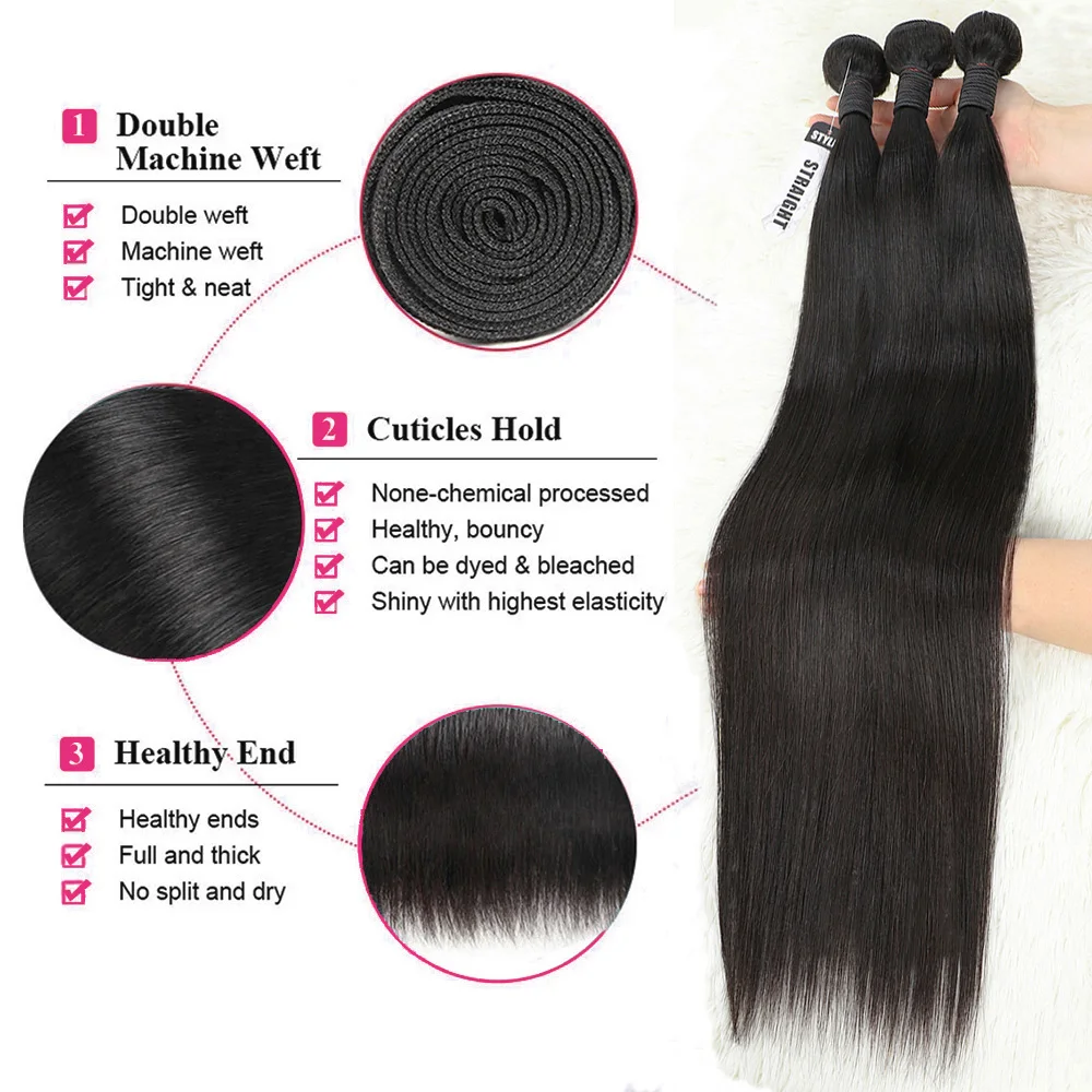Straight Human Hair Bundles With A Closure Human Hair 24 Inch Transaprent Lace 4x4 5x5 2x6 Hd Lace Closure 3-5 Workdays Delivery image 5