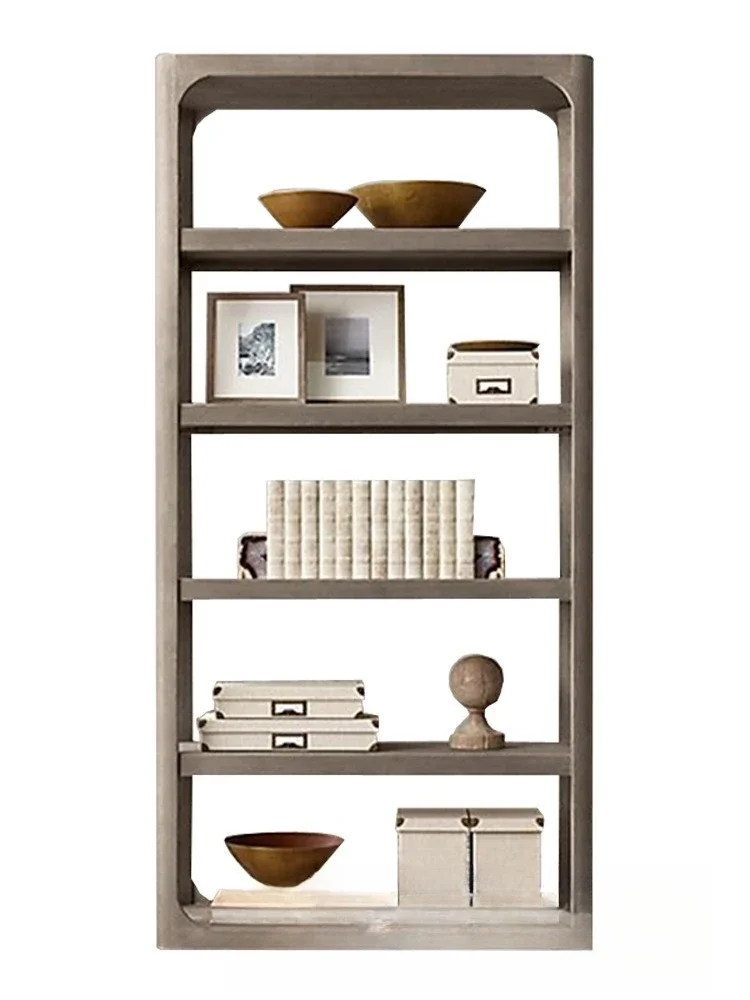 

Oak solid wood bookshelf, French rural retro, simple American home dining side decorative shelf
