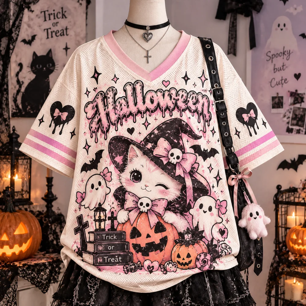 Halloween Spooky Skeleton Shirt Kürbis Fledermaus T-Shirt Retro Tee Vorder- und Rückseite Halloween Grafik T-Shirts Halloween Party Tops Geschenke – Detail 4