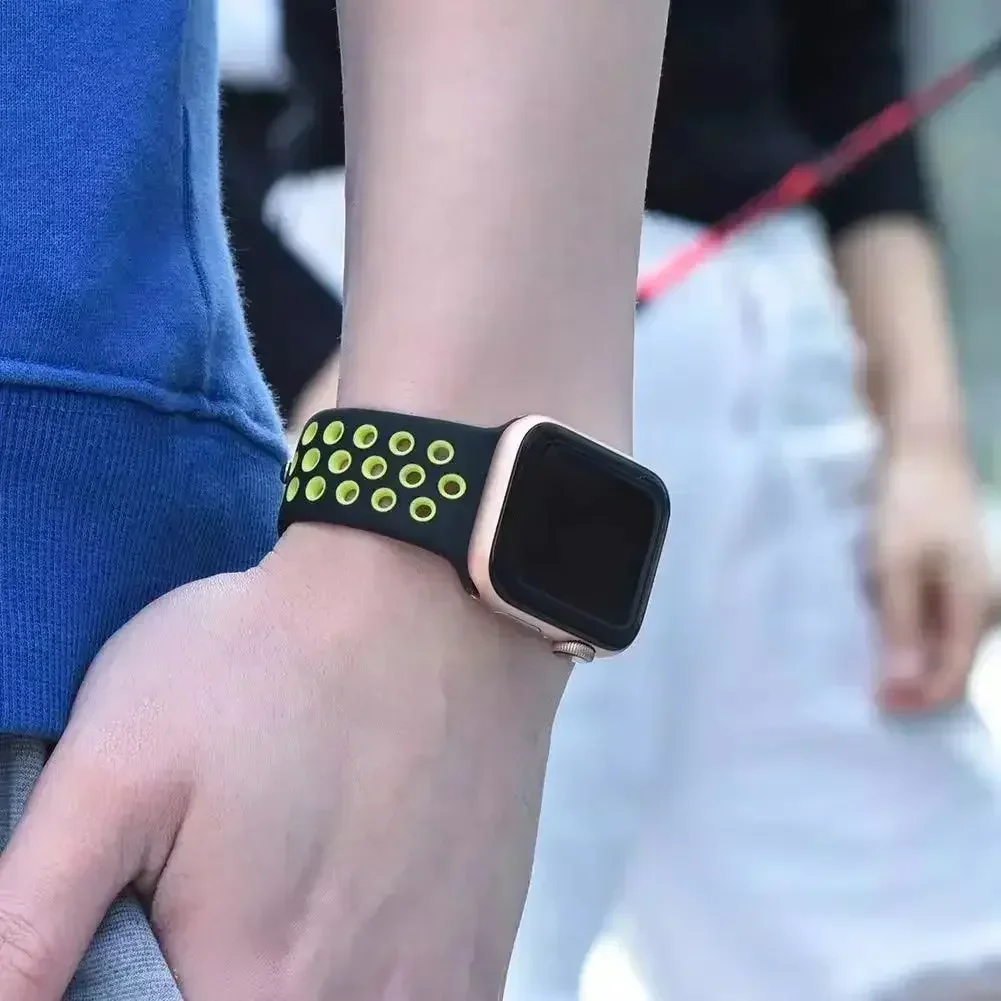 حزام رياضي لساعة أبل 46 ملم 45 ملم 40 ملم 42-38-41 ملم 44 ملم سوار قابل للتنفس iWatch Series 10 8 9 7 6 SE 5 3 Ultra 2 49 ملم