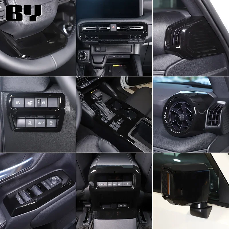 for Toyota Land Cruiser Prado 2024 250 LC250 ABS Gloss Black Kit Door handle steering wheel Gear Shift Panel Cover Trim Stickers