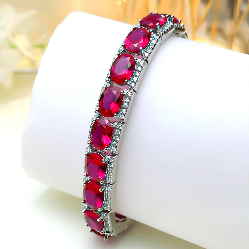 

Fashion luxury versatile red egg 925 sterling silver bracelet paired with high carbon diamond wedding jewelry wholesale