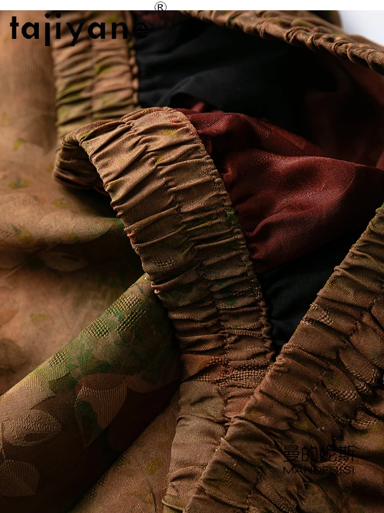 Tajiyane 100% natural amoreira seda shorts mulher verão baggy curto jacquard cetim marrom calças curtas roupas femininas 2025 шорты