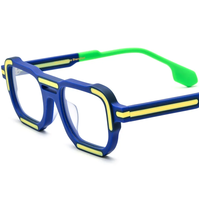 Retro square multi-color glasses 19405 acetate fiber eyeglass frame for men and women can be paired with prescription glasses