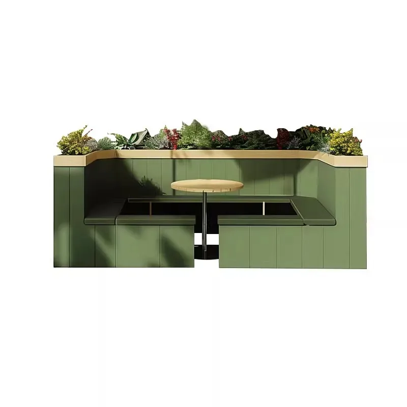 

Outdoor pedestrian street flower box table and chair combination creative design park rest area wrought iron flower bed