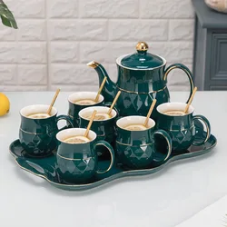 European Gold Plated Porcelain Tea Set Tea Cup Coffee Cup Living Room Ceramic Kettle Decoration Exquisite Gift Teapot Set Modern