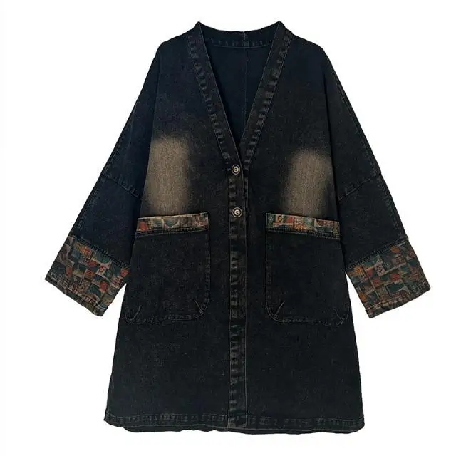 Coupe-vent de Cowboy pour femmes, ample, col en v, manteau de Cowboy surdimensionné, printemps et automne