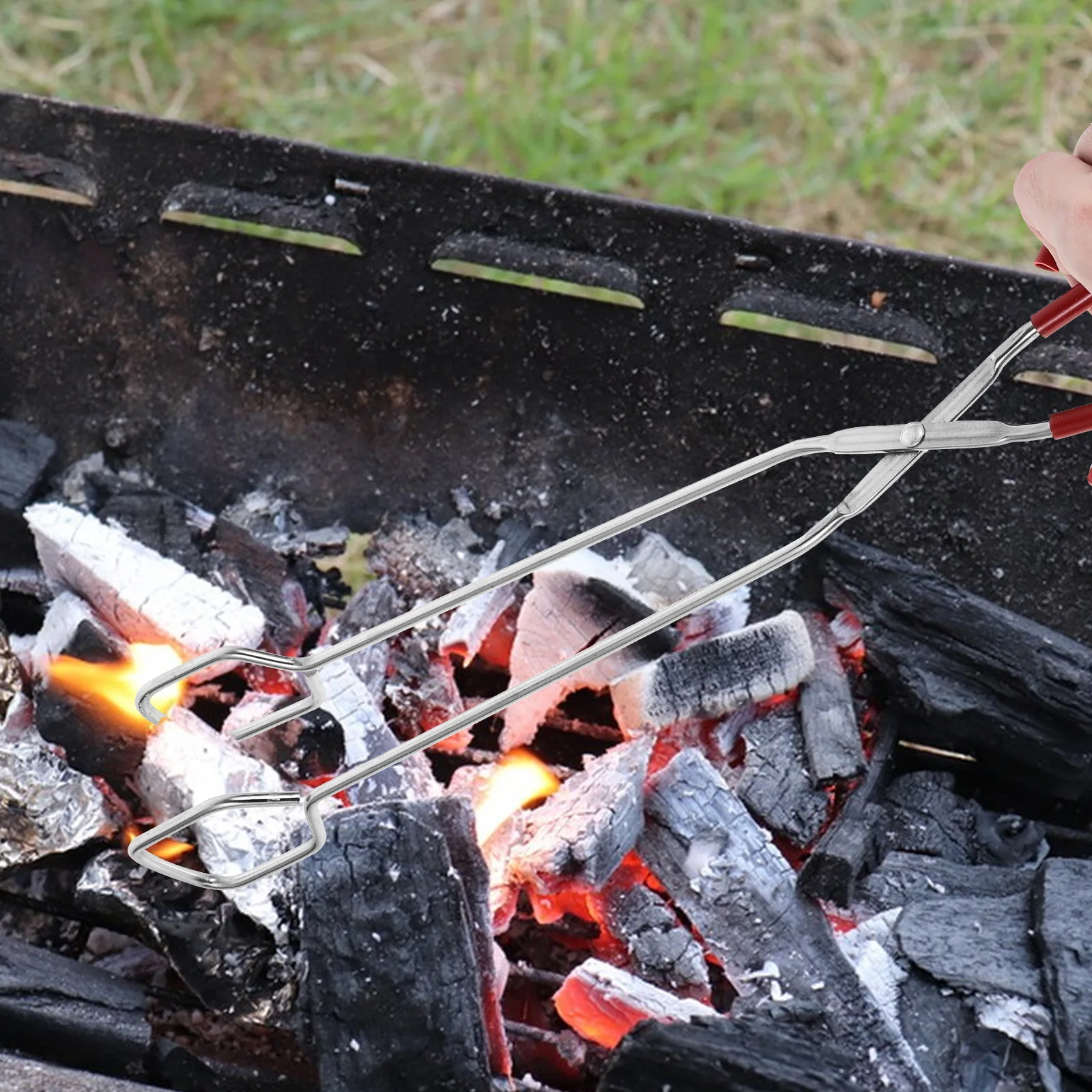 

Extended Stainless Steel Bbq Tongs Long Handle Anti-Scald Fire Clip Heat Resistant Kitchen Grilling Tool Camp Cookware Heavy