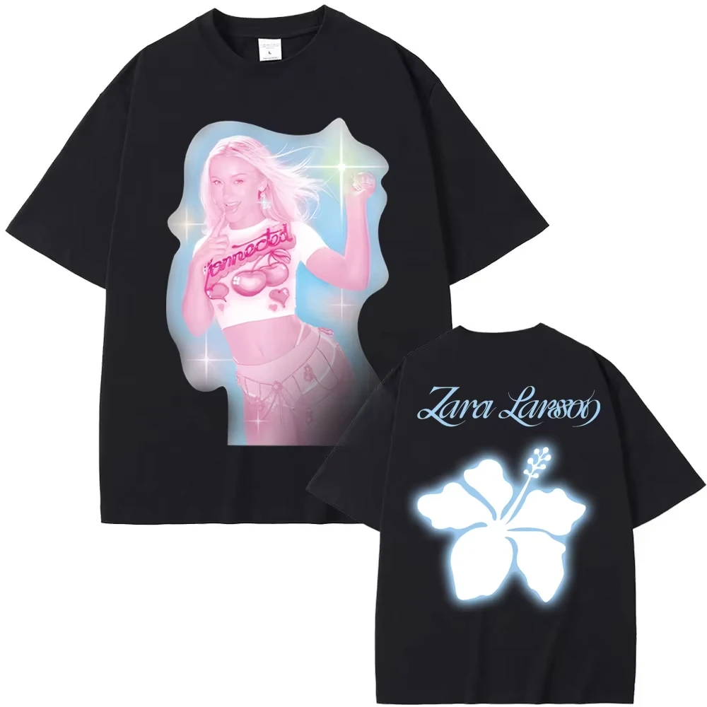 2026-nova-zara-larsson-sparkle-data-de-volta-camiseta-manga-feminina-casual-algodao-camiseta-em-torno-do-pescoco-musica-t