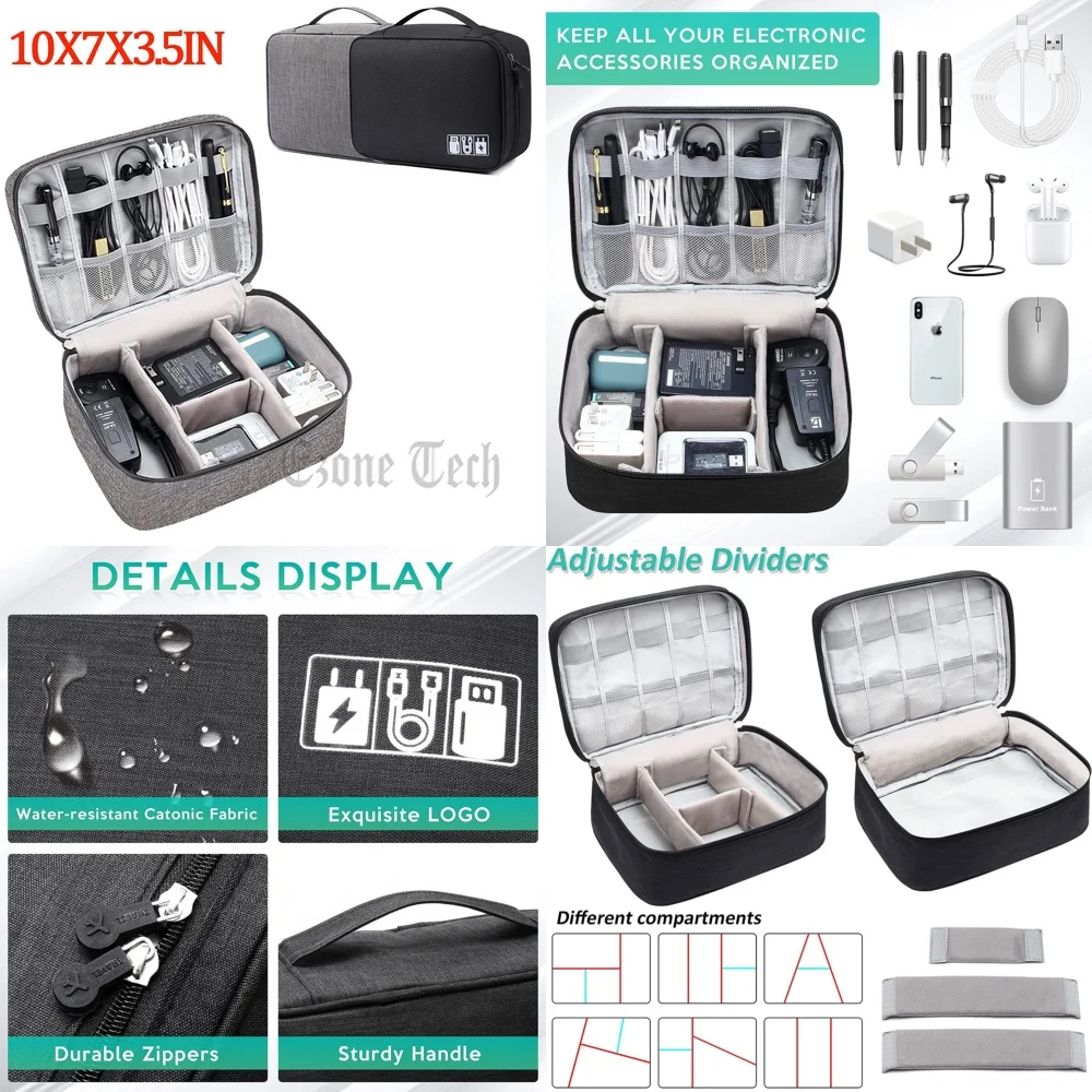 

storage bagsPortable Electronic Organizer Travel Cable Storage Bag for USB Cords Chargers Adapters Power Banks with Multiple