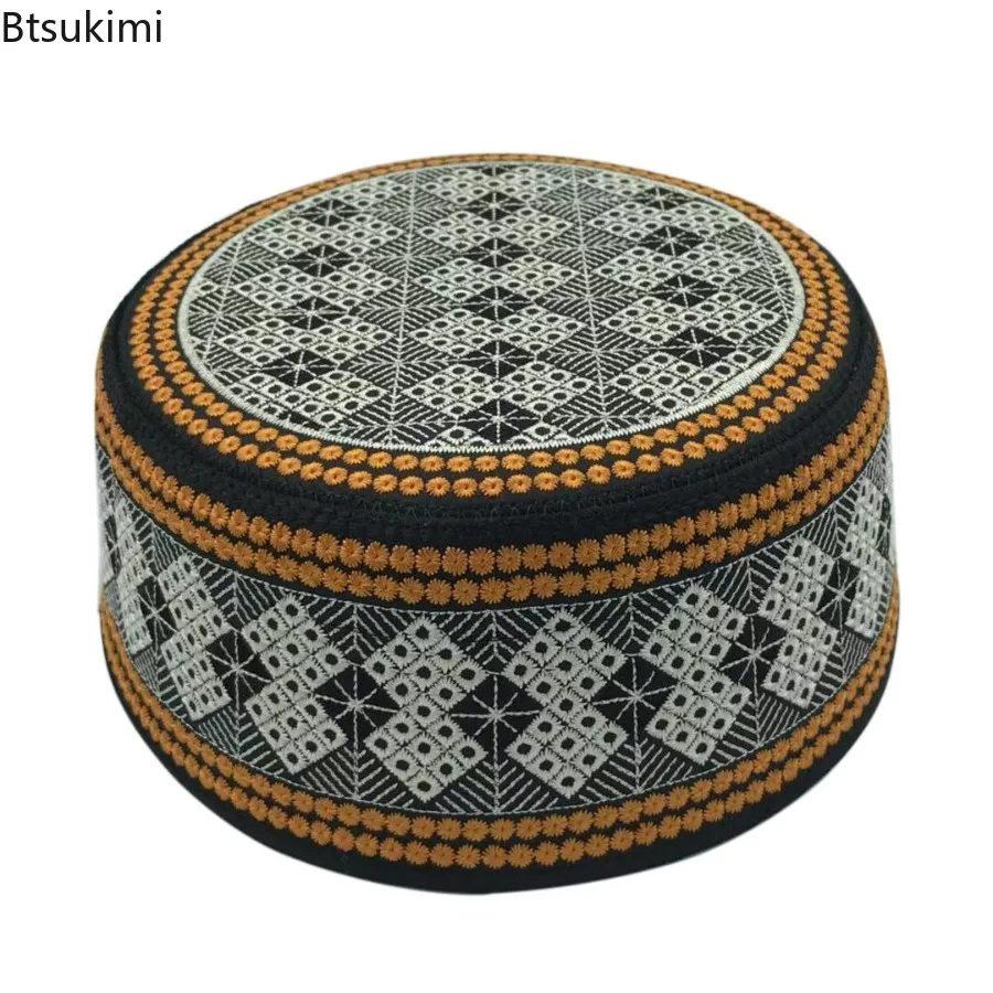 Ethnic Style Muslim Caps for Men Middle East Fashion Hats Saudi Turkey Embroidery Turban Islamic Clothing Hijab Prayer Hats Male
