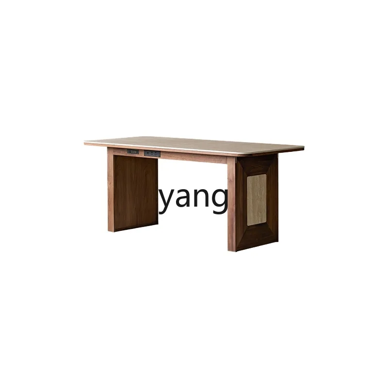 

LMM slate dining table solid wood household heating heating table retro rectangular