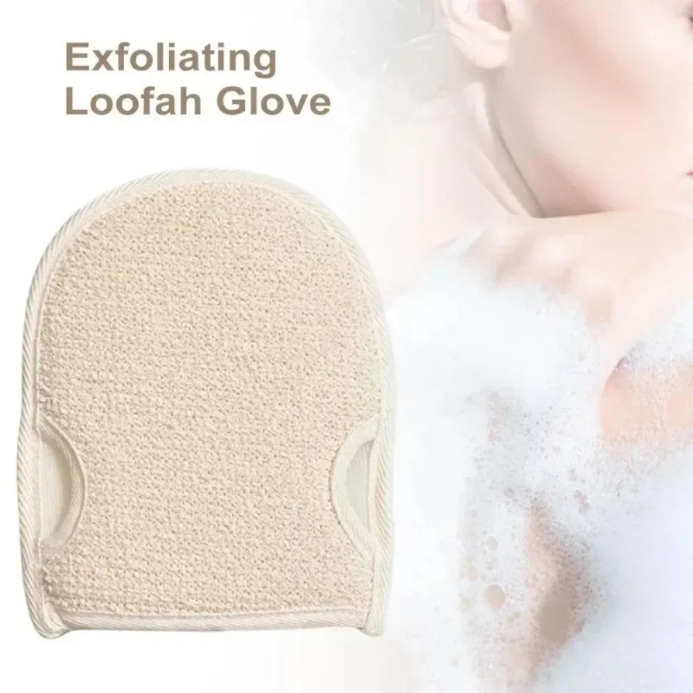 Zachte natuurlijke Loofah-handschoen Dubbelzijdig Body Scrub Spons Pad Douche Body Scrubber Mitt voor Douche Spa Huid Schone Badhandschoenen