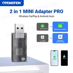 OTTOMOTION MINI Wireless CarPlay Android Auto Adapter 2 in 1 for Spotify Car Accessories for Toyota VW Renault Ford Benz Opel