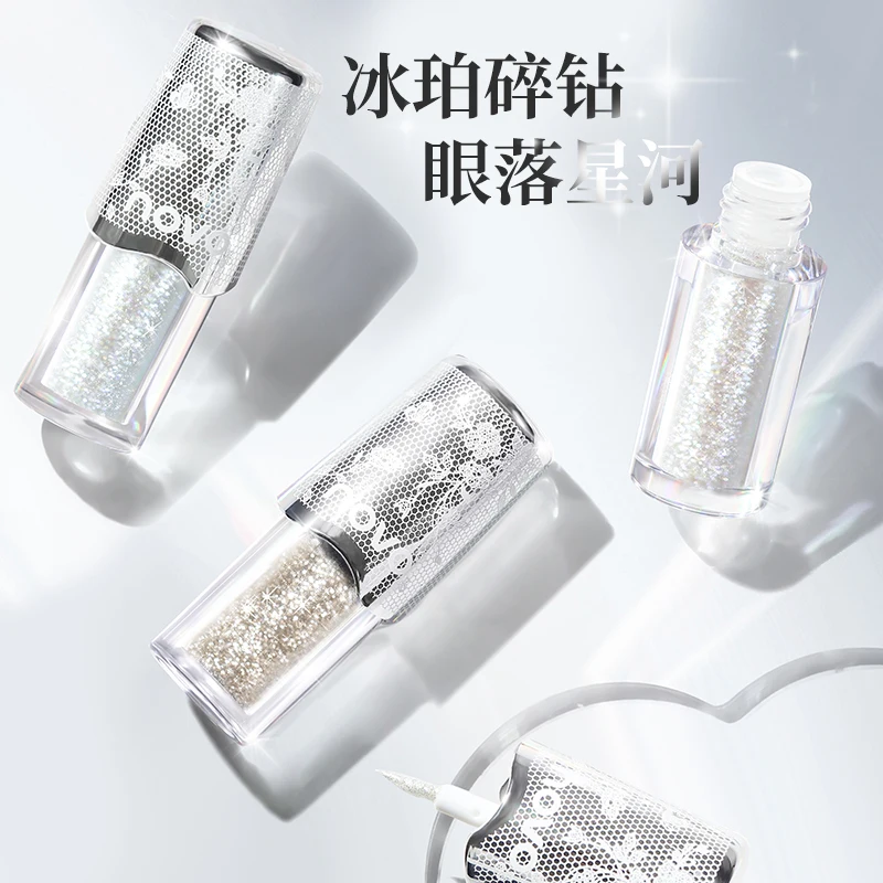 novo Glitter Liquid Eyeshadow Highlighter 3 Colors Shimmer Brighten Long-lasting Lightweight Silkworm Matte Eye Shadow Makeup