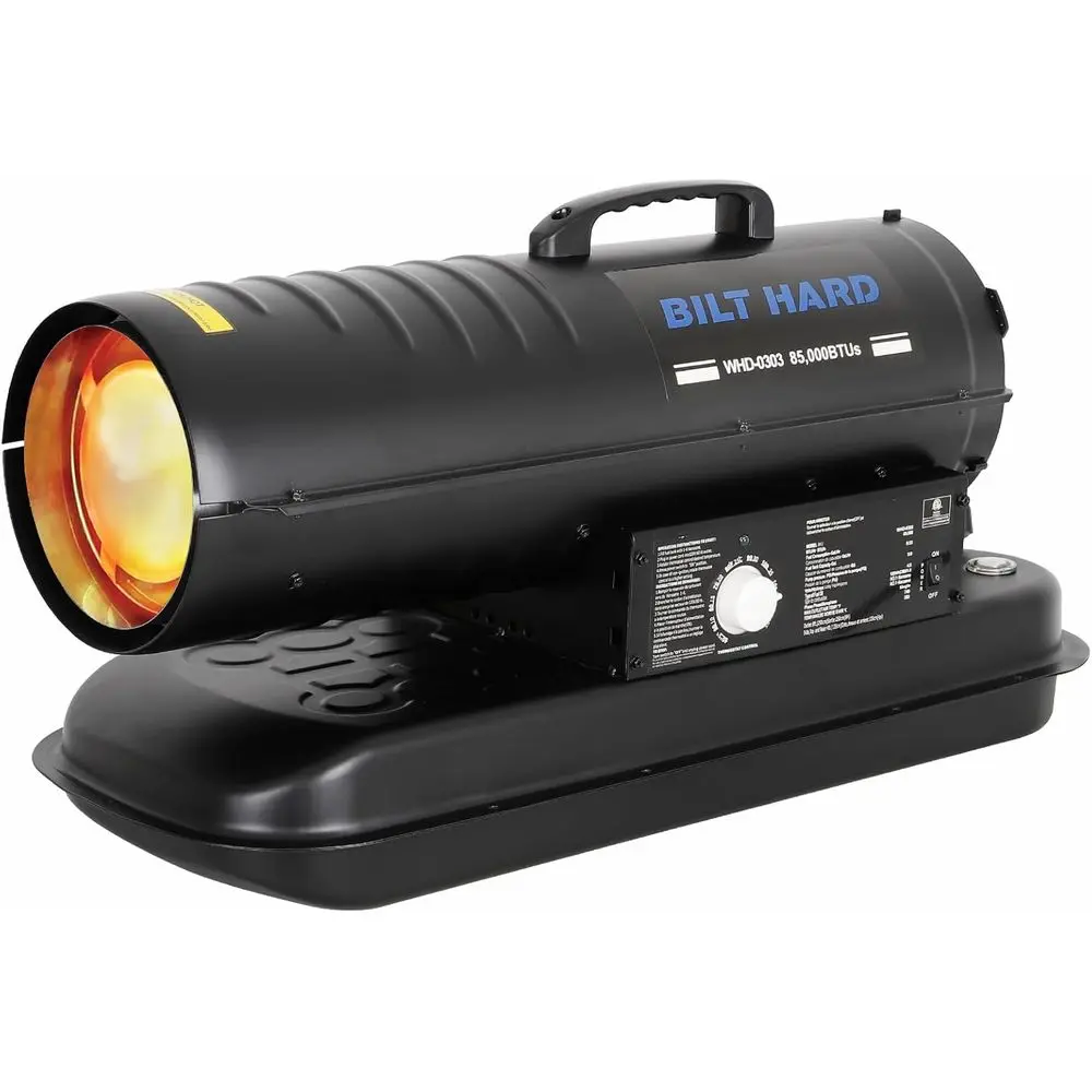 

Portable 85,000 BTU Kerosene Diesel Forced Air Heater with Thermostat for Outdoor and Construction Site Use, CSA Certified