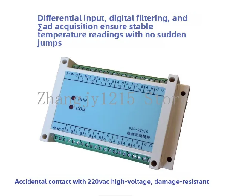 16 Channel Isolation PT100 Thermal Resistance Temperature Acquisition Module Temperature Transmitter To 485 Modbus Protocol