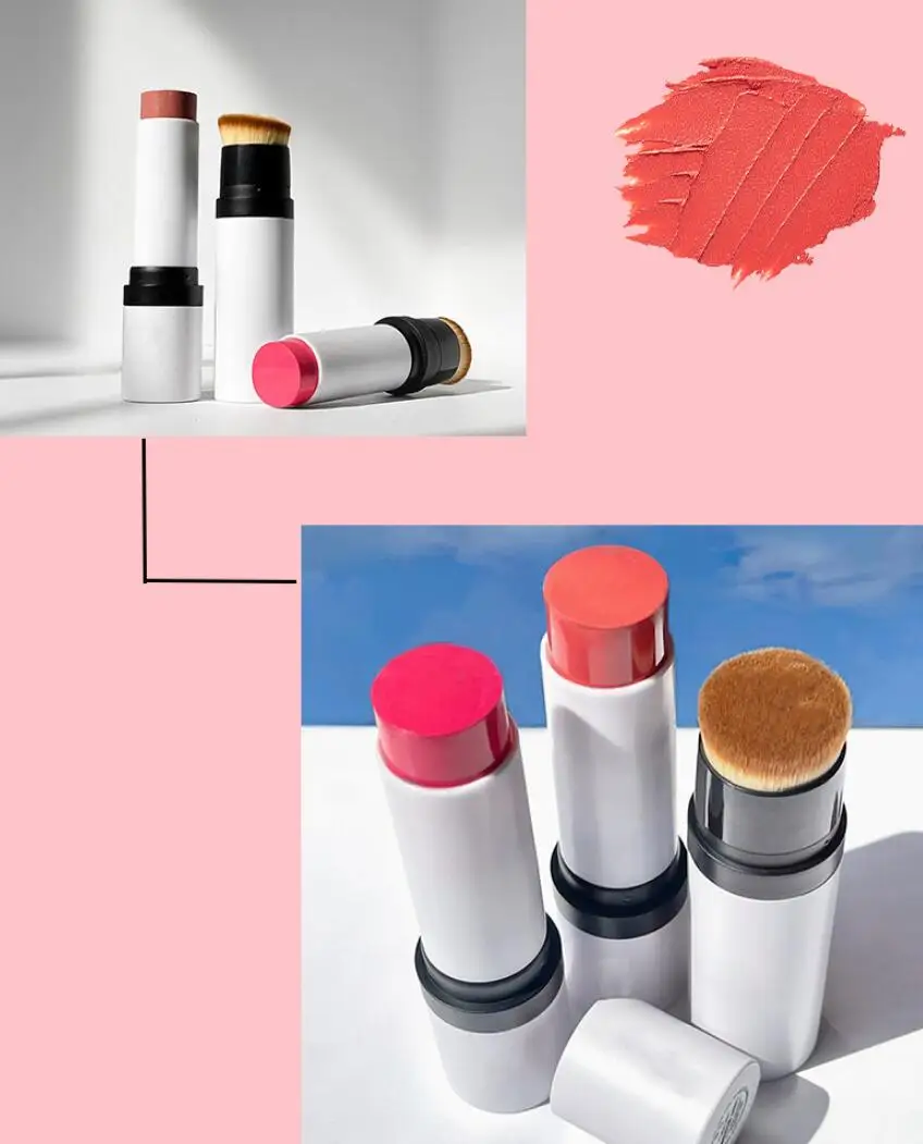 Makeup Blush Stick Private Label Professional Face Blusher Stick Cream Vegan High Pigment Long Lasting White Tube With Brush